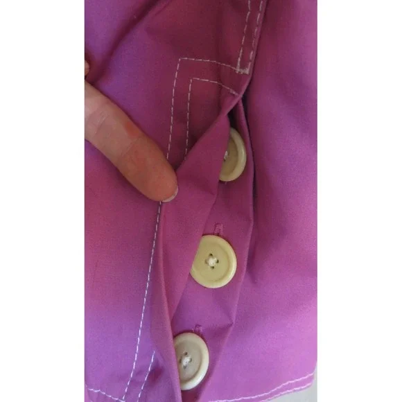 Coach Dark Pink Trench Coat Size XS Hidden Button Flap‎ Signature Lining